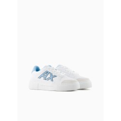 Armani Exchange Sneakers con suola alta e logo a contrasto - Bianco Azzurro XDX147XV8301K709