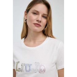 Liu Jo T-shirt con logo in cotone donna - Beige TA4204.JS923