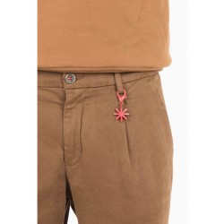 MANUEL RITZ Pantalone MARRONE con pinces in cotone stretch