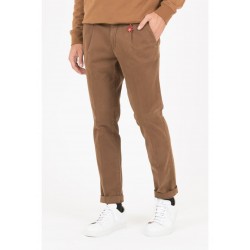MANUEL RITZ Pantalone MARRONE con pinces in cotone stretch