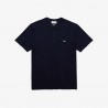 Lacoste T-shirt a girocollo in jersey di cotone Pima tinta unita - Blu marine TH0884 00 166