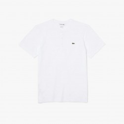Lacoste T-shirt con collo a serafino in jersey di cotone Pima tinta unita - Bianco TH0884-00