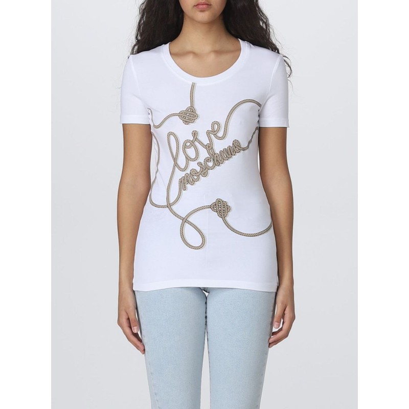 Love Moschino T-shirt in tessuto stretch - Bianco W4H1939E1951