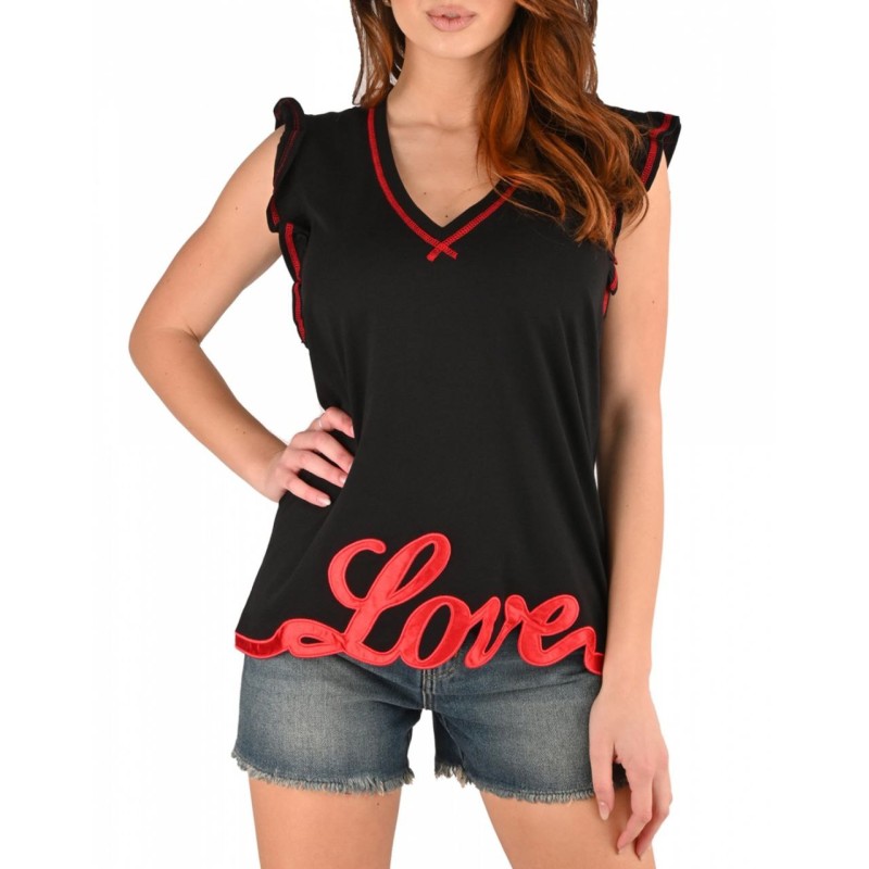 Love Moschino T-shirt con logo rosso - Nero W 4 H53 01 M 3876-C74