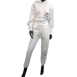 Shop Art Pantalone sportivo con strappi logo - Bianco 21ISH61058